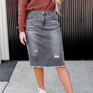 Charcoal denim skirt